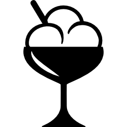 eisbällchen auf hohem glas icon