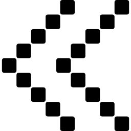 doble punta de flecha de cuadrados apuntando a la izquierda icono