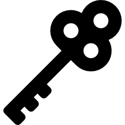 oude sleutel in diagonale positie icoon