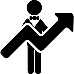 Man and big ascending arrow icon