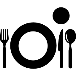 Plate with cutlery and glass from top view icon