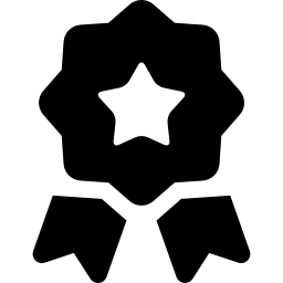 Medal of star shape with ribbon tails icon