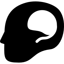 piense en el símbolo de una cabeza desde la vista lateral con forma de cerebro en el interior icono