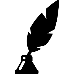 Poetry symbol of a feather in ink container icon