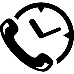 téléphone auriculaire et symbole de livraison d'horloge Icône