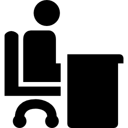 estudiante sentado en un escritorio para estudiar icono