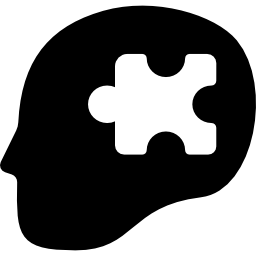 Missing puzzle piece shape in bald head side view icon