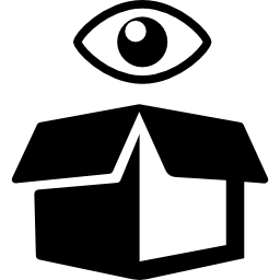 bekijk symbool bij levering geopende doos icoon