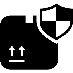 Символ безопасности пакета доставки с щитом иконка