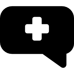 medisch praatsymbool van rechthoekige tekstballon met een kruis erin icoon