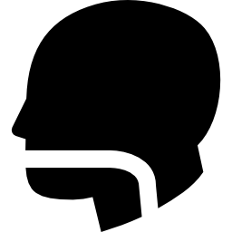 Mouth tube in bald male head icon