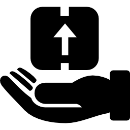Package delivery in hand icon