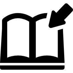 simbolo di formazione online delle pagine del libro aperto con una freccia icona