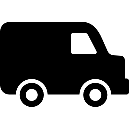 Black delivery small truck side view icon