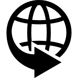 internationaal leveringsbedrijfssymbool van wereldraster met een pijl rond icoon