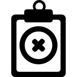 Negative sign on medical clipboard icon
