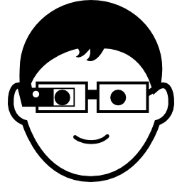 Young boy with google glasses icon