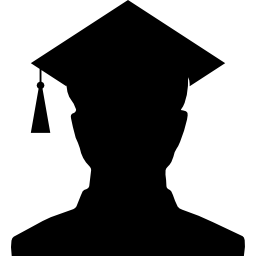 silhouette de diplômé universitaire masculin avec la casquette Icône