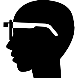 strumento per occhiali google sulla testa maschile calva dalla vista laterale icona