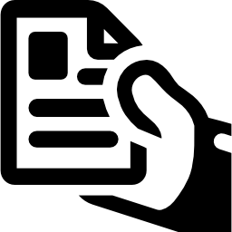 ręka pokazuje dokument papierowy ikona