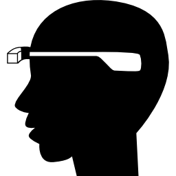 Óculos do google em uma cabeça de homem vista lateral Ícone