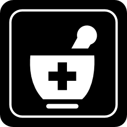 Pharmacy tool plus sign in square icon