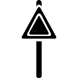 señal de tráfico triangular en un poste icono