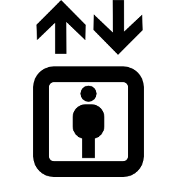 señal de flechas hacia arriba y hacia abajo de un edificio icono