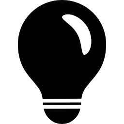 simbolo nero della lampadina icona