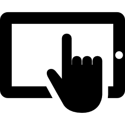 Hand touching tablet screen icon