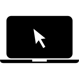 mauszeigerpfeil auf dem schwarzen bildschirm des laptops icon