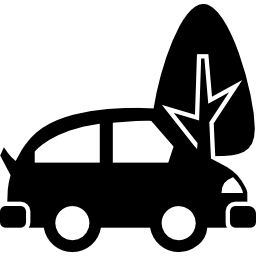 Car on city street with a tree icon