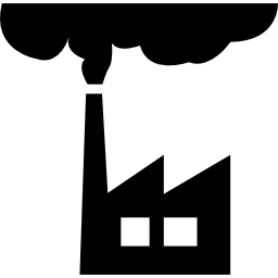zanieczyszczenie budynku fabryki smogiem ikona