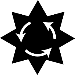 stervorm met cirkelvormige pijlen cirkel icoon