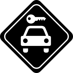 auto en sleutelsignaal in gedraaid vierkant icoon