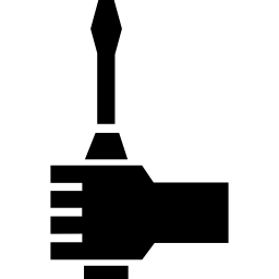 mano sosteniendo una herramienta destornillador icono