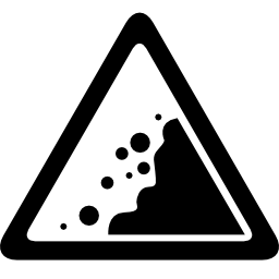 Landslide danger triangular traffic signal icon