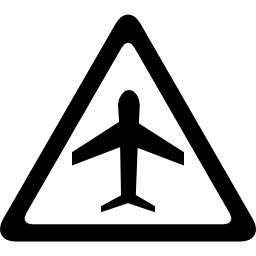 Airport traffic triangular signal of an airplane icon