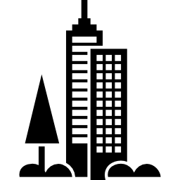 stadsgezicht met torens bouwen icoon