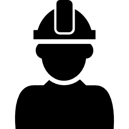 Constructor with hard hat protection on his head icon