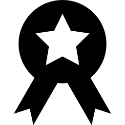 Medal circle with a star and ribbon tails icon