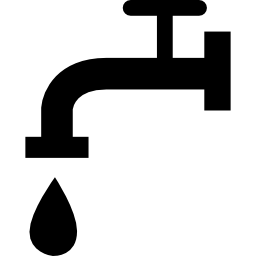 Faucet side view with falling drop of water icon
