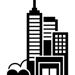 Modern city towers buildings group icon