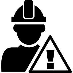 uwaga sygnał i pracownik budowlany ikona