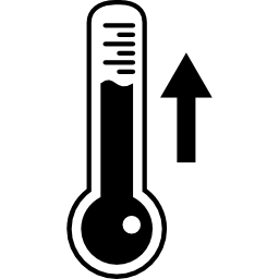 Thermometer measuring ascending temperature icon