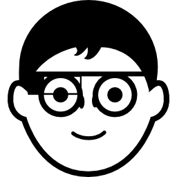Boy face with circular eyeglasses and google glasses icon