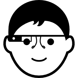 faccia da ragazzo con occhiali google icona