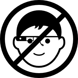 sygnał zakazu okularów google z twarzą chłopca ikona