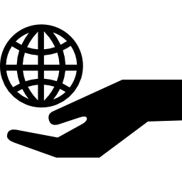 ecologisch symbool van planetair raster op een hand icoon