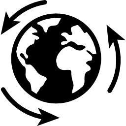 de planeet aarde met pijlen cirkelt rond icoon